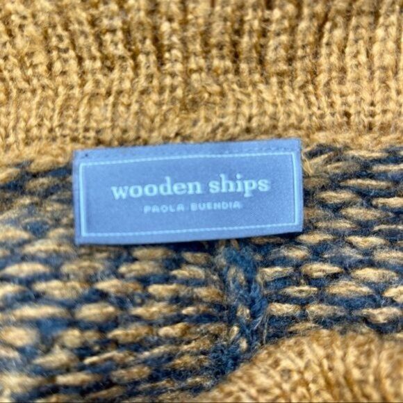 Wooden Ships Mohair Sweater Poncho Black Rust Orange Large - Picture 10 of 12